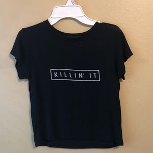 “KILLIN’ IT” Black Short Sleeve Crop Top
